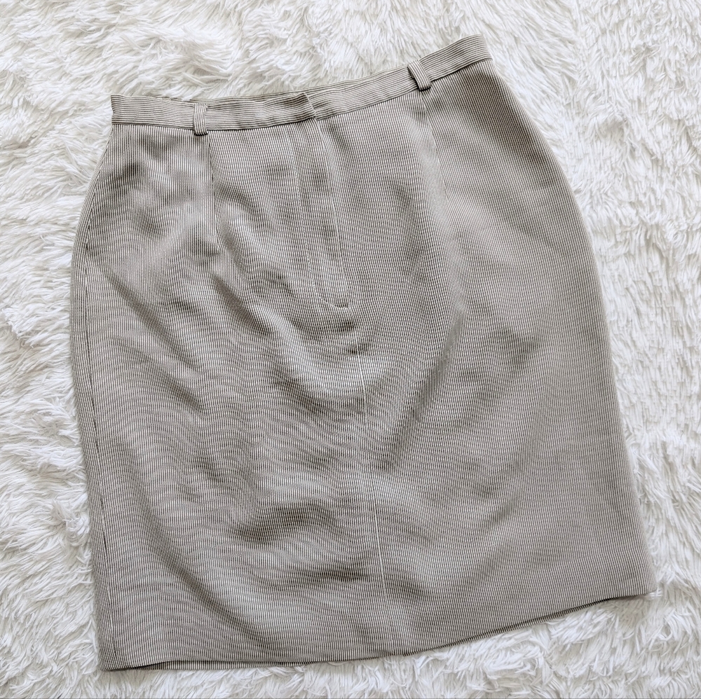 90s Vintage Talbots Wool Blend Brown Pinstripe Pencil Skirt Size 6 Petite
